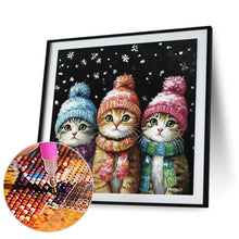 Load image into Gallery viewer, Three Winter Cats 30*30CM(Canvas) Full Round Drill Diamond Painting