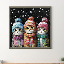 Load image into Gallery viewer, Three Winter Cats 30*30CM(Canvas) Full Round Drill Diamond Painting