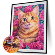 Load image into Gallery viewer, Rose Orange Cat 30*40CM(Canvas) Full Round Drill Diamond Painting
