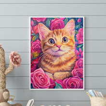 Load image into Gallery viewer, Rose Orange Cat 30*40CM(Canvas) Full Round Drill Diamond Painting
