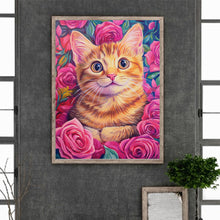 Load image into Gallery viewer, Rose Orange Cat 30*40CM(Canvas) Full Round Drill Diamond Painting