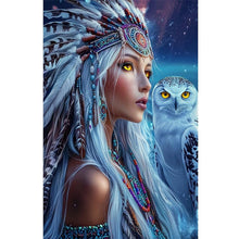 Load image into Gallery viewer, Indian Woman With White Owl 40*60CM(Canvas) Full Round Drill Diamond Painting