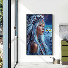 Load image into Gallery viewer, Indian Woman With White Owl 40*60CM(Canvas) Full Round Drill Diamond Painting