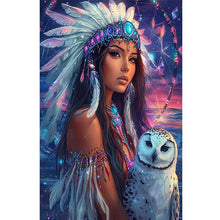 Load image into Gallery viewer, Indian Woman With White Owl 40*60CM(Canvas) Full Round Drill Diamond Painting