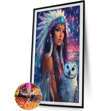 Load image into Gallery viewer, Indian Woman With White Owl 40*60CM(Canvas) Full Round Drill Diamond Painting