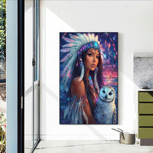 Load image into Gallery viewer, Indian Woman With White Owl 40*60CM(Canvas) Full Round Drill Diamond Painting