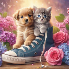 Load image into Gallery viewer, Cat And Dog In Canvas Shoes 40*40CM(Canvas) Full Round Drill Diamond Painting