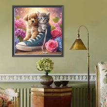 Load image into Gallery viewer, Cat And Dog In Canvas Shoes 40*40CM(Canvas) Full Round Drill Diamond Painting
