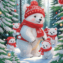 Load image into Gallery viewer, Polar Bear In Winter Snow Scene 30*30CM(Canvas) Partial Special Shaped Drill Diamond Painting