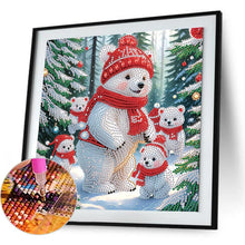 Load image into Gallery viewer, Polar Bear In Winter Snow Scene 30*30CM(Canvas) Partial Special Shaped Drill Diamond Painting
