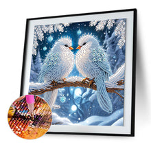 Load image into Gallery viewer, Birds On A Branch In Winter Snow 30*30CM(Canvas) Partial Special Shaped Drill Diamond Painting