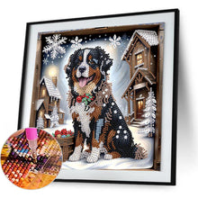 Load image into Gallery viewer, Dog In Winter Snow Scene 30*30CM(Canvas) Partial Special Shaped Drill Diamond Painting