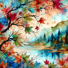 Load image into Gallery viewer, Glass Wind Maple Leaves 30*30CM(Canvas) Full Round Drill Diamond Painting