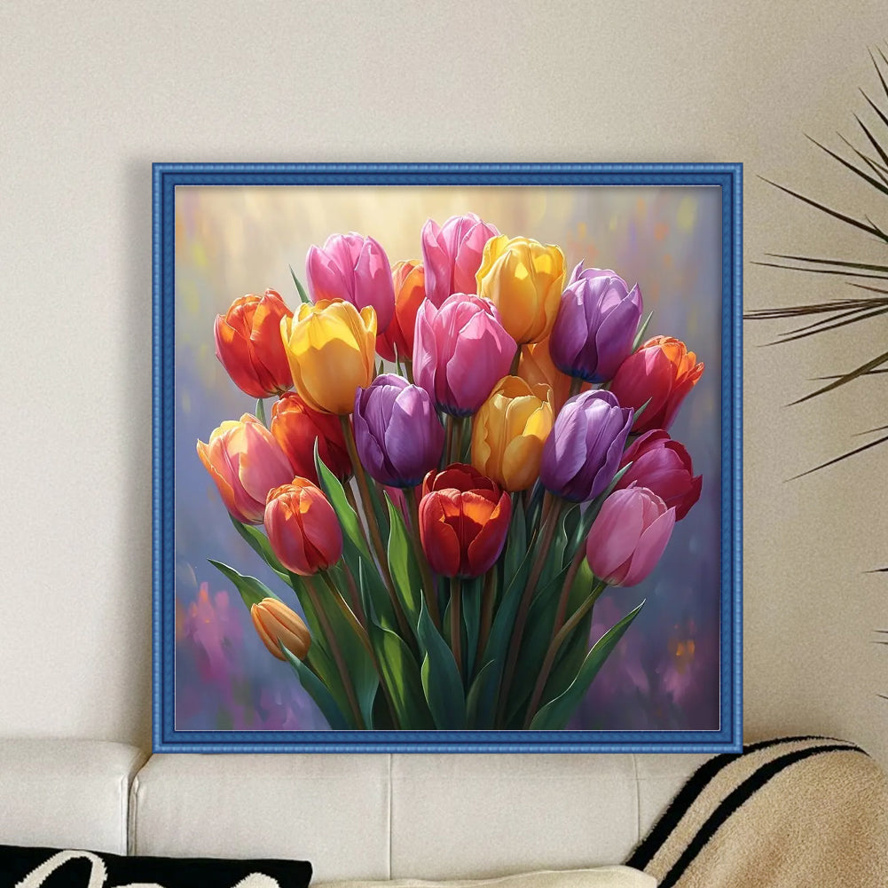 Tulip - Full 14CT Stamped Cross Stitch 40x40CM - Huacan