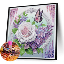 Load image into Gallery viewer, Rose Butterfly 30*30CM(Canvas) Partial Special Shaped Drill Diamond Painting