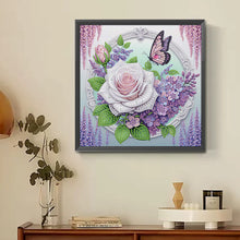 Load image into Gallery viewer, Rose Butterfly 30*30CM(Canvas) Partial Special Shaped Drill Diamond Painting