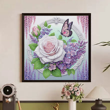Load image into Gallery viewer, Rose Butterfly 30*30CM(Canvas) Partial Special Shaped Drill Diamond Painting