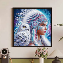 Load image into Gallery viewer, Indian Woman And White Owl 30*30CM(Canvas) Partial Special Shaped Drill Diamond Painting