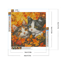Load image into Gallery viewer, Maple Leaf Pile With Two Cats 40*40CM(Canvas) Full Round Drill Diamond Painting