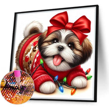 Load image into Gallery viewer, Bow Tie Fairy Light Dog 30*30CM(Canvas) Full Round Drill Diamond Painting