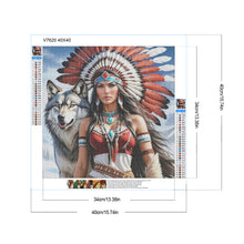 Load image into Gallery viewer, Indian Woman And Wolf 40*40CM(Canvas) Full Round Drill Diamond Painting