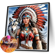 Load image into Gallery viewer, Indian Woman And Wolf 40*40CM(Canvas) Full Round Drill Diamond Painting
