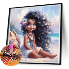 Load image into Gallery viewer, Seashell Beach Girl With Curly Hair 30*30CM(Canvas) Full Round Drill Diamond Painting