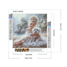 Load image into Gallery viewer, Girl In A Tulle Dress And Dog 30*30CM(Canvas) Full Round Drill Diamond Painting