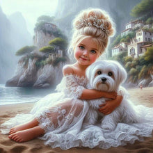 Load image into Gallery viewer, Girl In A Tulle Dress And Dog 30*30CM(Canvas) Full Round Drill Diamond Painting