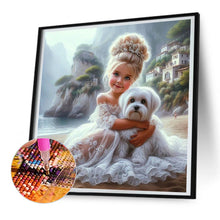Load image into Gallery viewer, Girl In A Tulle Dress And Dog 30*30CM(Canvas) Full Round Drill Diamond Painting