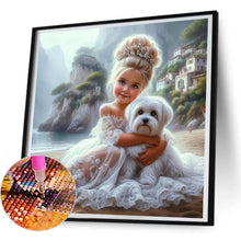Load image into Gallery viewer, Gauze Skirt Girl And Dog 30*30CM(Canvas) Full Round Drill Diamond Painting