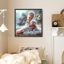 Load image into Gallery viewer, Gauze Skirt Girl And Dog 30*30CM(Canvas) Full Round Drill Diamond Painting
