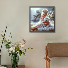 Load image into Gallery viewer, Girl In A Tulle Dress And Dog 30*30CM(Canvas) Full Round Drill Diamond Painting