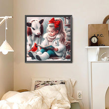 Load image into Gallery viewer, Cow And Cardinal Reading Girl 30*30CM(Canvas) Full Round Drill Diamond Painting