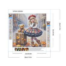 Load image into Gallery viewer, Teddy Bear Suitcase Girl 30*30CM(Canvas) Full Round Drill Diamond Painting