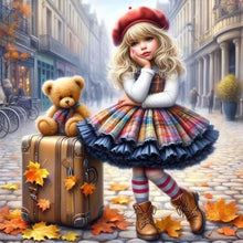 Load image into Gallery viewer, Teddy Bear Suitcase Girl 30*30CM(Canvas) Full Round Drill Diamond Painting