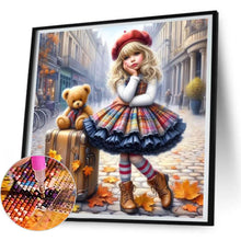 Load image into Gallery viewer, Teddy Bear Suitcase Girl 30*30CM(Canvas) Full Round Drill Diamond Painting