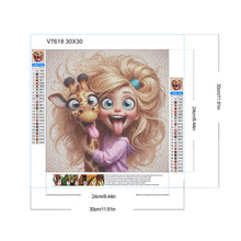 Load image into Gallery viewer, Funny Giraffe And Girl 30*30CM(Canvas) Full Round Drill Diamond Painting