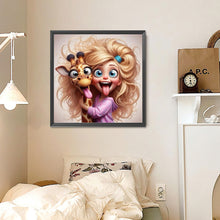 Load image into Gallery viewer, Funny Giraffe And Girl 30*30CM(Canvas) Full Round Drill Diamond Painting