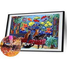 Load image into Gallery viewer, Cat Looking At Fish Tank 40*60CM(Canvas) Full Round Drill Diamond Painting