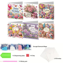 Load image into Gallery viewer, 6PCS DIY Birthday Wishes Diamond Art Greeting Cards Congratulations Cards & Gift