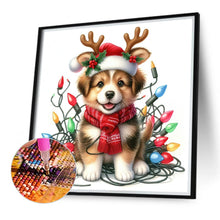 Load image into Gallery viewer, Christmas Puppy In A Santa Hat 30*30CM(Canvas) Full Round Drill Diamond Painting