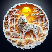 Load image into Gallery viewer, Sunset Wolf 30*30CM(Canvas) Full Round Drill Diamond Painting