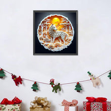 Load image into Gallery viewer, Sunset Wolf 30*30CM(Canvas) Full Round Drill Diamond Painting