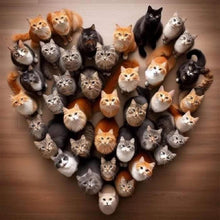 Load image into Gallery viewer, Heart-Shaped Cat 30*30CM(Canvas) Full Round Drill Diamond Painting