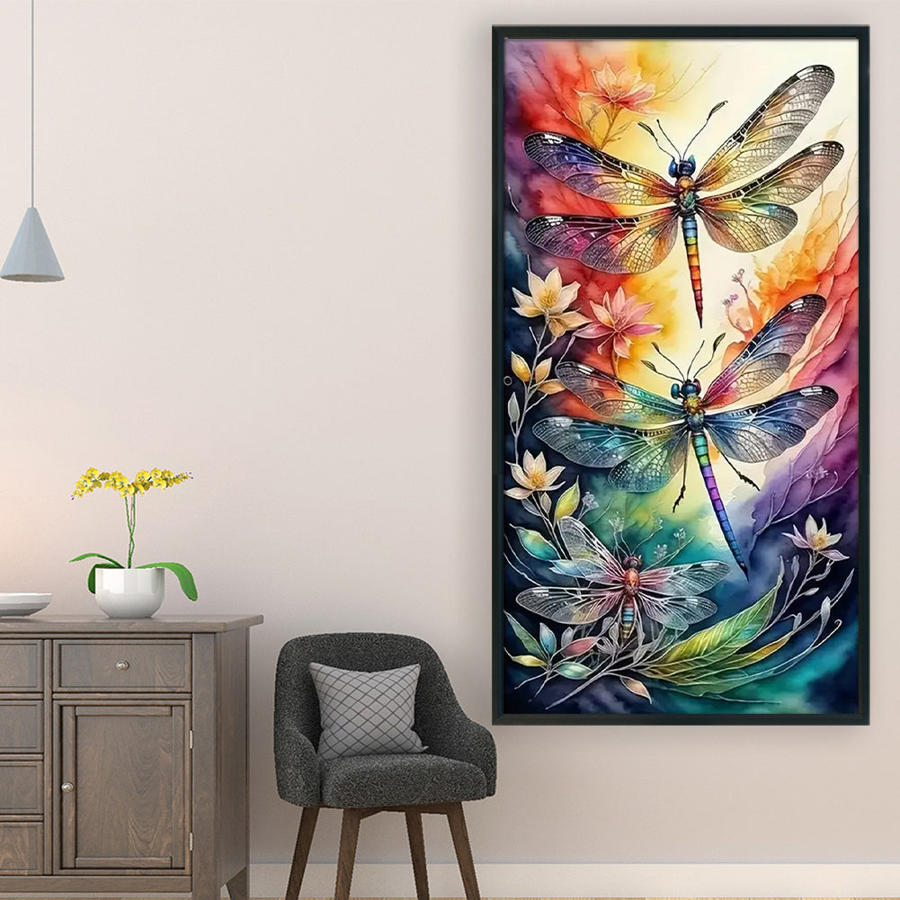 Lotus And Dragonfly - Full 14CT Stamped Cross Stitch 40x70CM - Huacan