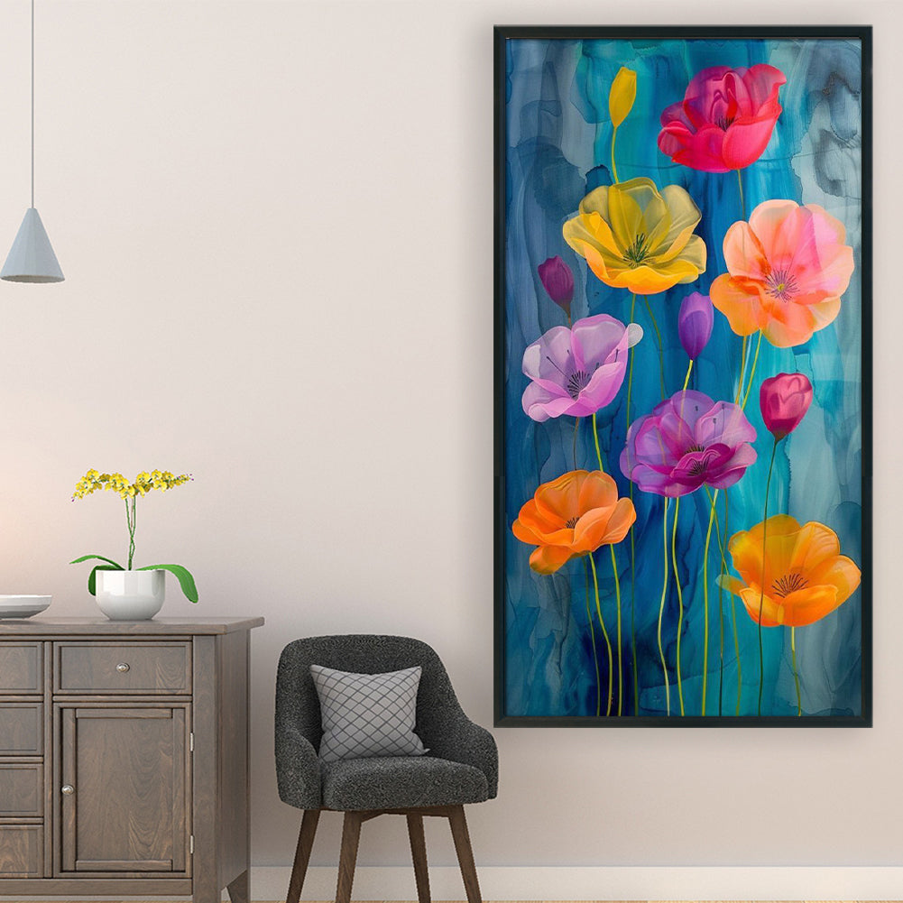 Colorful Flowers - Full 14CT Stamped Cross Stitch 40x70CM - Huacan