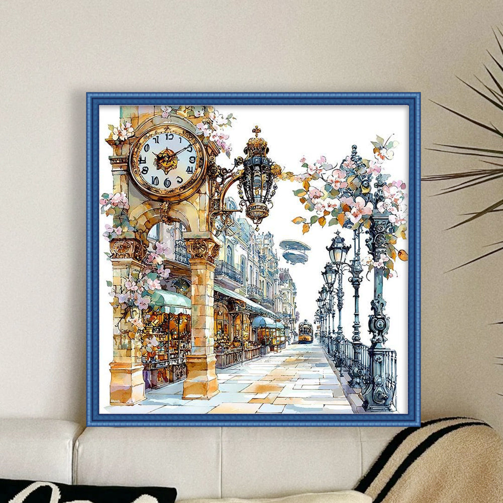 Paris Street Scenery - Full 11CT Stamped Cross Stitch 50x50CM - Yishu