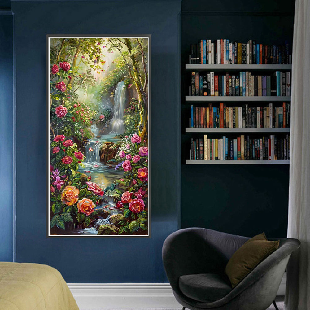 Rose Mountain Stream - Full 11CT Stamped Cross Stitch 40x80CM - Yishu