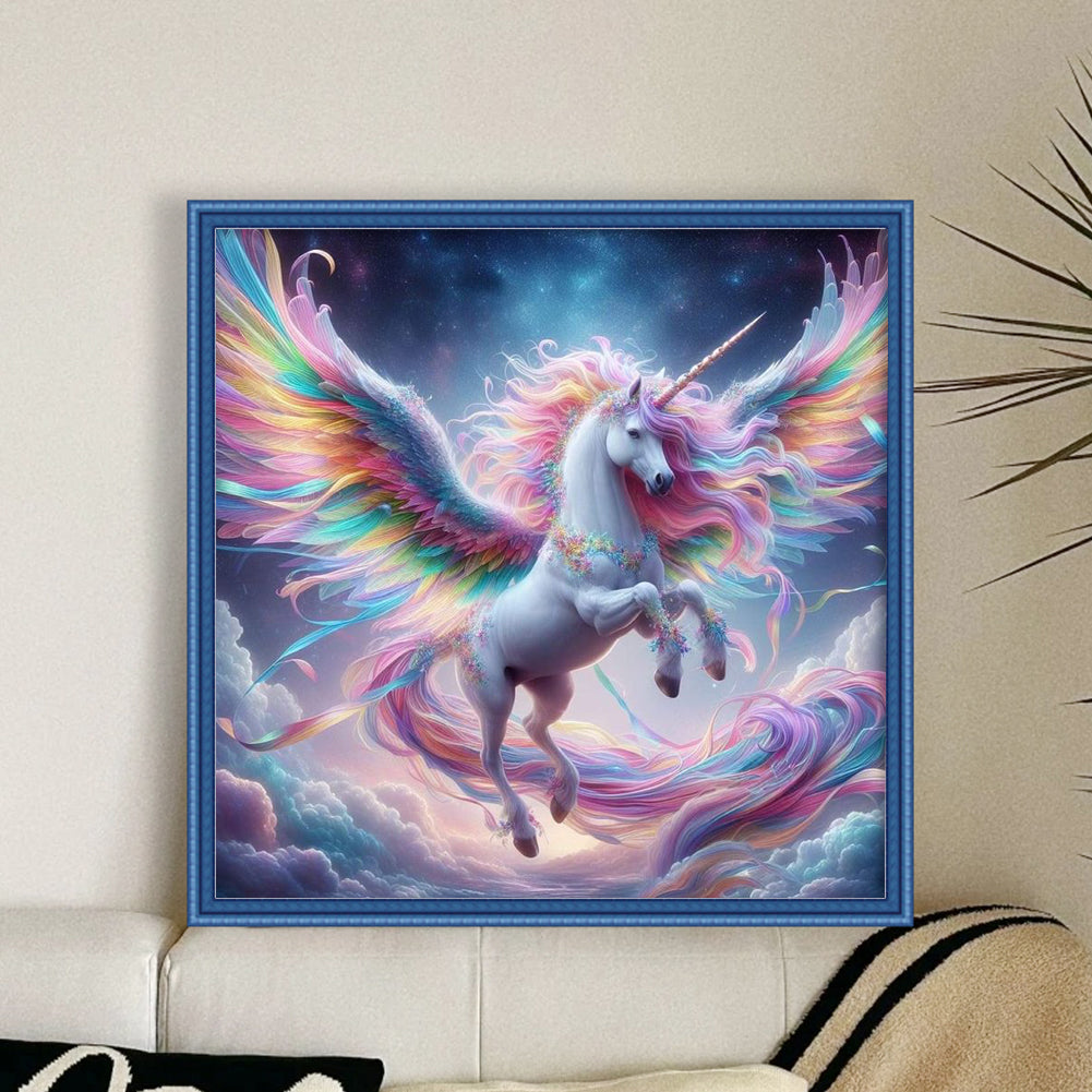 Rainbow Unicorn - Full 11CT Stamped Cross Stitch 50x50CM - Yishu